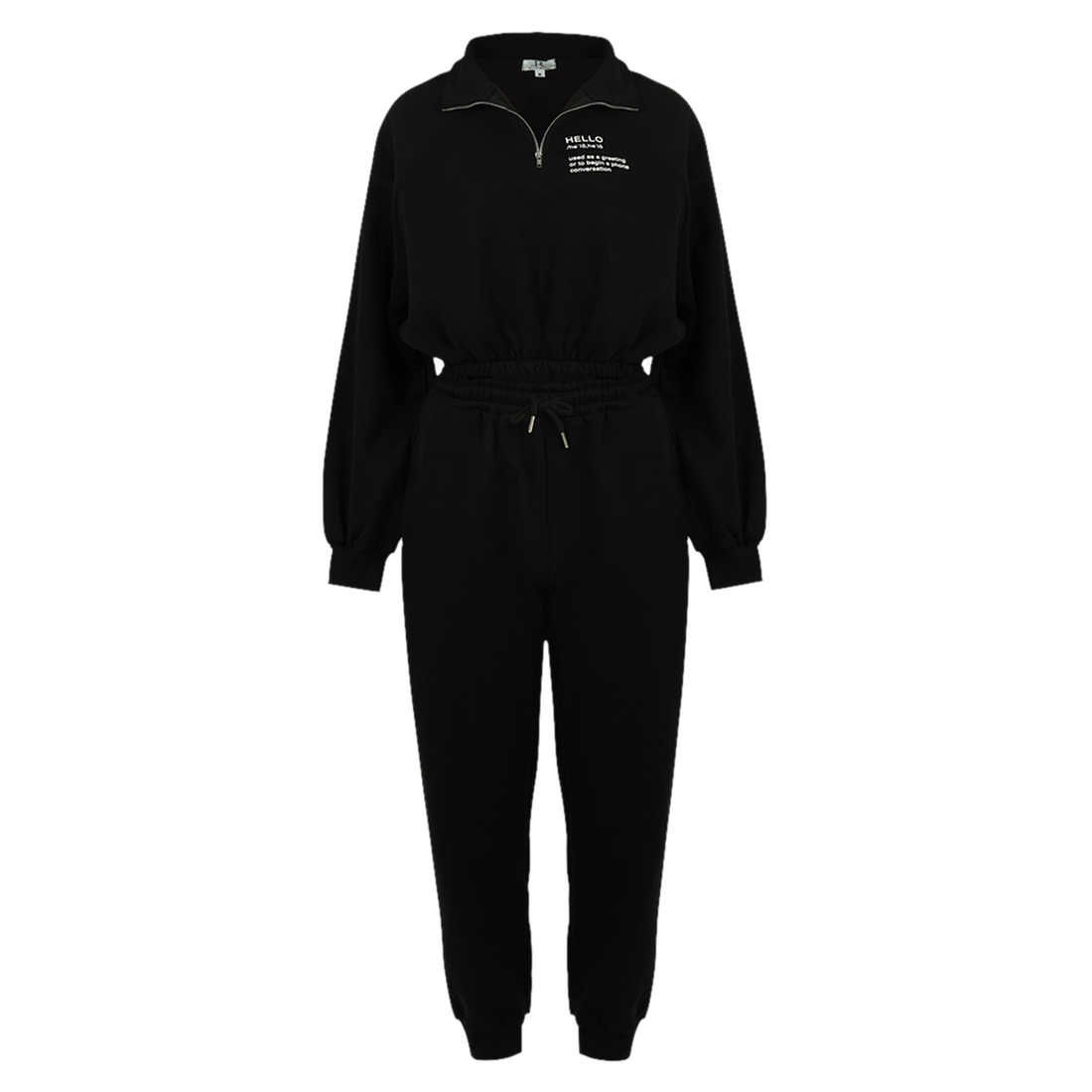 Hello Cropped Half-Zip Set