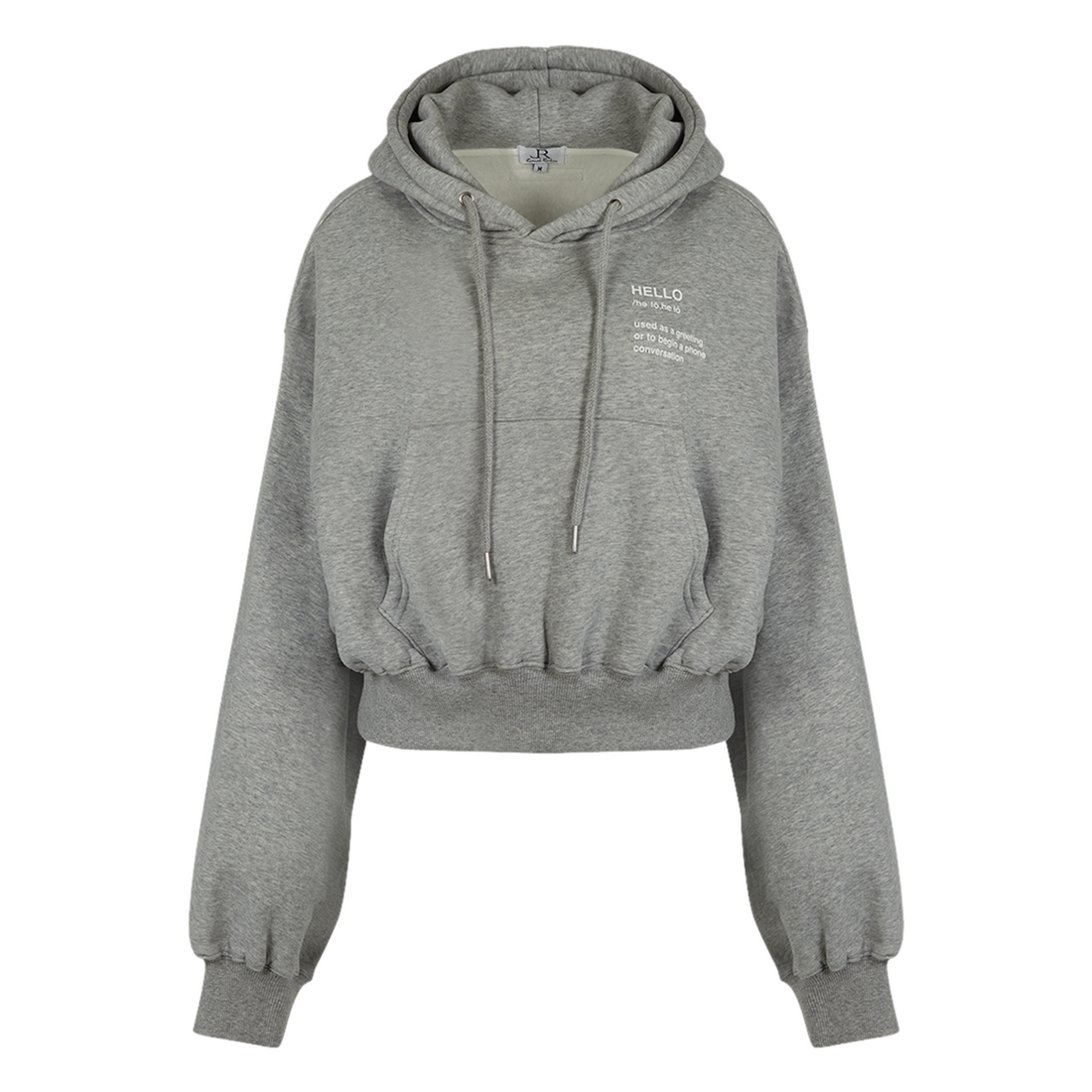 Hello Cropped Hoodie Set - Grey