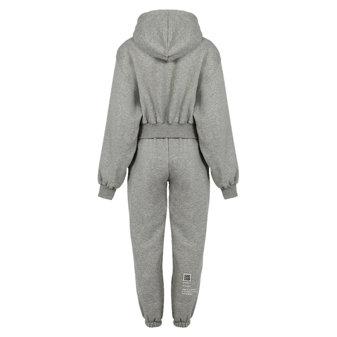 Hello Cropped Hoodie Set - Grey