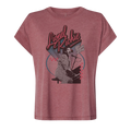 Ladies tour tee in washed red featuring a Lionel Richie portrait design on front 