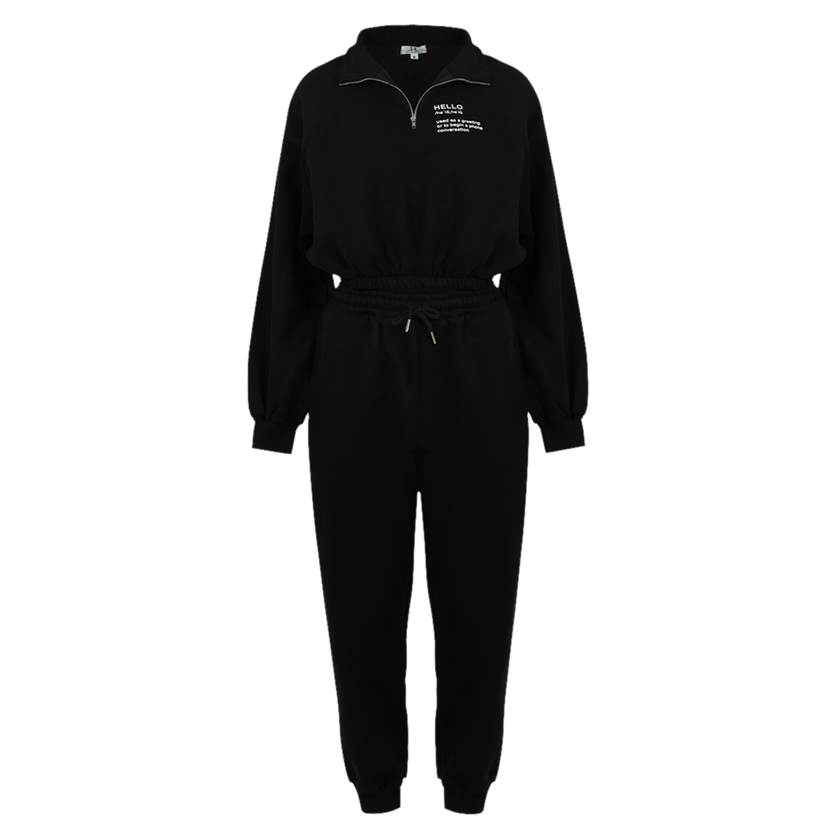 Hello Cropped Half-Zip Set