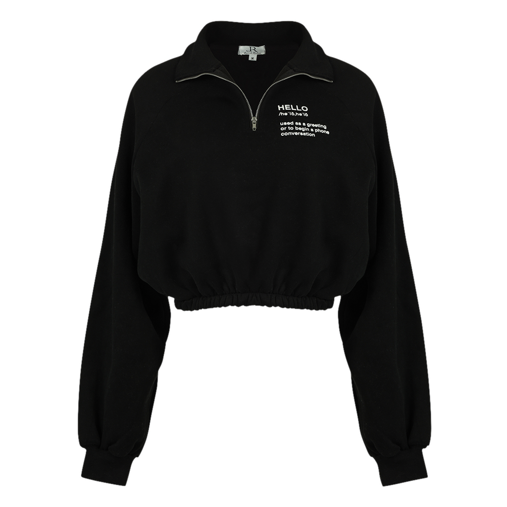 Hello Cropped Half-Zip Set