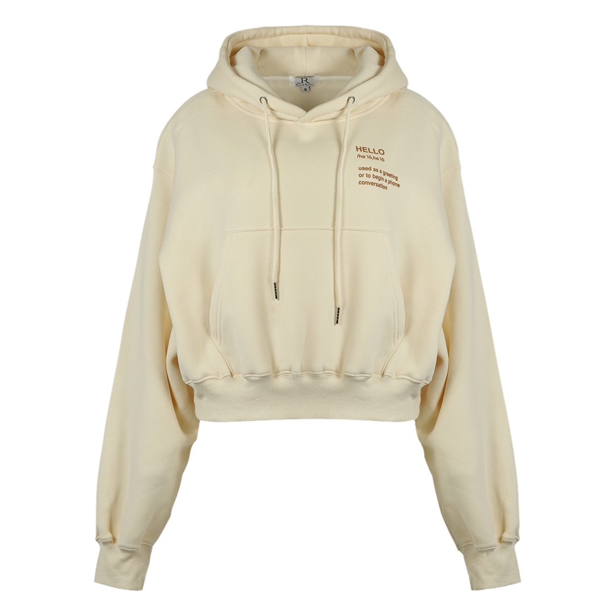 Hello Cropped Hoodie Set - Cream