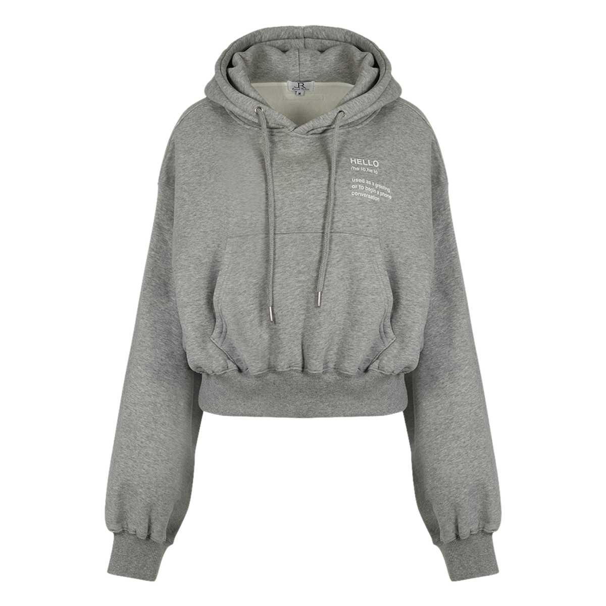 Hello Cropped Hoodie Set - Grey