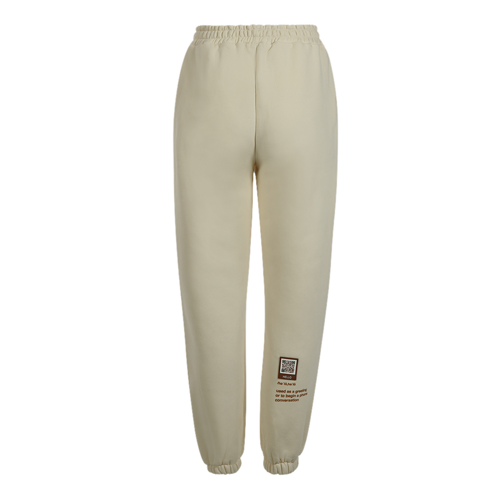Hello Cropped Hoodie Set - Cream