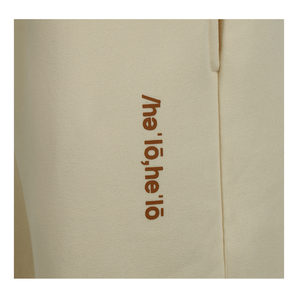 Hello Cropped Hoodie Set - Cream