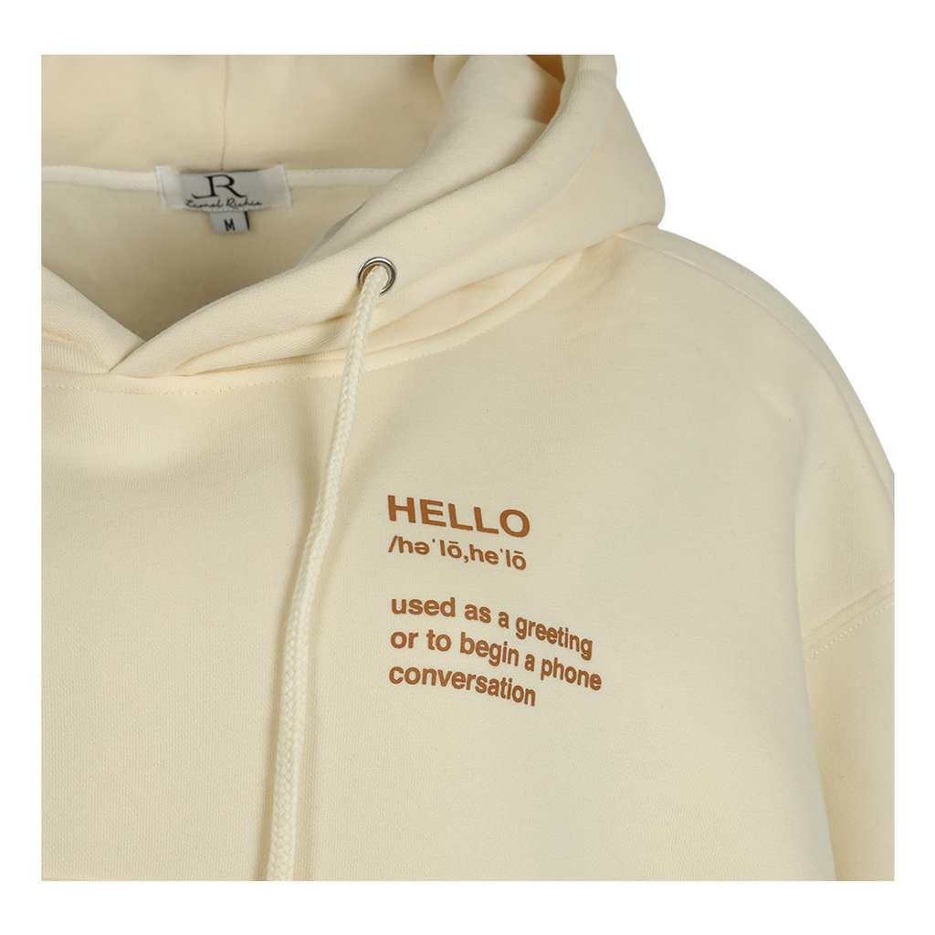 Hello Cropped Hoodie Set - Cream